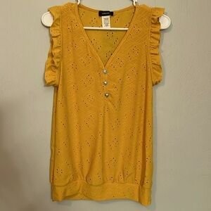 Espresso- NWT - Tank top with ruffles cuffs- small- yellow